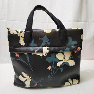 A New Day Floral Mini Tote Backpack Black Faux Leather